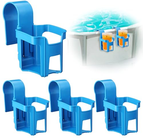 Keaistar Soporte para bebidas para piscina, 4 unidades, de plástico, soporte para bebidas, borde de piscina, soporte multifuncional para la mayoría de piscinas (azul)