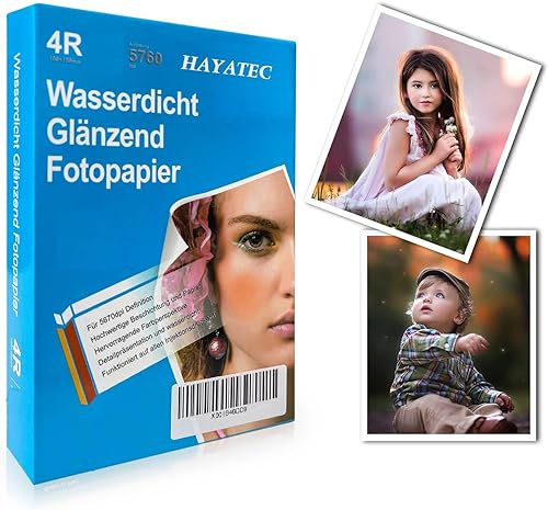 HAYATEC 50 Blatt Fotopapier 10x15 cm hochglänzend Tintenstrahldrucker 200g/m² Photopapier Fotokarten Photokarten Sofort Trocken Wasserfest Hochweiß