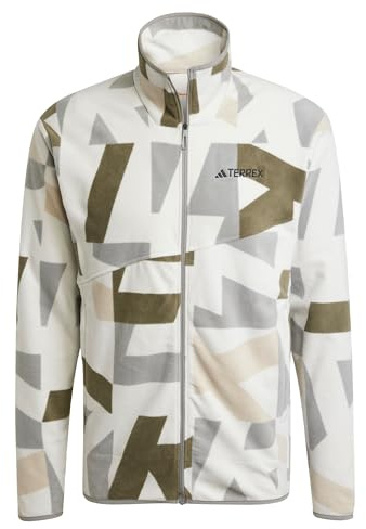 Adidas Herren Terrex Multi Printed Full Zip Fleece Jacket, Grey One/Olive Strata, L