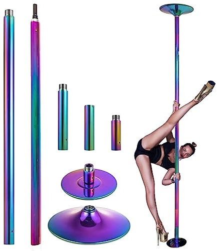 Kit Pole Dance, Barre de Pôle Dance Poteau de danse rotatif et statique pour maison, appartement, chambre à coucher, salon, kit de poteau de danse amovible pour plafond de 2,3 à 3,8 m de haut, charge