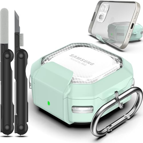 RFUNGUANGO [Versione aggiornata] Custodia in fibra di carbonio, custodia con design a serratura per Samsung Galaxy Buds 2 Pro/Buds Pro/Buds Live/Buds 2 Custodia protettiva/Galaxy Buds FE,Rosa