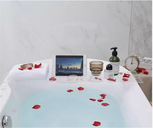 JUTSTJUKO Plateau de baignoire antidérapant en acrylique - Longueur réglable - Noir - 69,8 cm