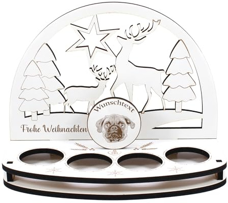 Dekolando Deko Schwibbogen Teelichthalter Retro Mops Personalisiert Weihnachten Weihnachtsdekoration Adventskranz Lichterbogen Kerzenbogen Schmuckbogen Adventslicht
