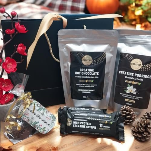 Creatine Infused Snacks Gift Bag, Hot Chocolate, Chocolate Porridge, Chocolate Crisp Bar, Chocolates, Get well soon, surgery, recovery, men, women
