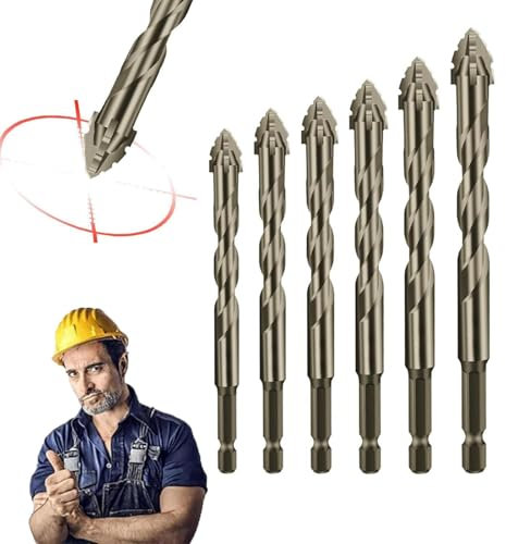 Neuer Vierschneidiger Sägezahn-Exzenterbohrer, Effizientes Bohrer- und Gewindebohrer-Set, hohe Härte Schrägkopf Exzenterbohrer, Titanbeschichteter Designbohrer für Holz und Metall (4+5+6+8+10+12mm)