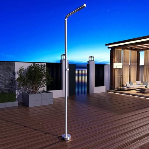 NOLUXA IMEX - Ducha Piscina Exterior Acero S.316 | Ducha Empotrada Suelo para Jardín, Piscina y Terraza | Grifería 1 vía (Agua Fría) con Rociador y Tratamiento Anticorrosión | Serie Texas