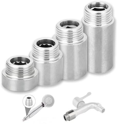 4 Stück Edelstahl Hahnverlängerung 1/2 Zoll, Duschkopf Verlängerung mit Innengewinde und AußEngewinde, Wasseranschluss 1/2 x 10mm, 20mm, 30mm, 40mm für Wasserhähne und Duschköpfe