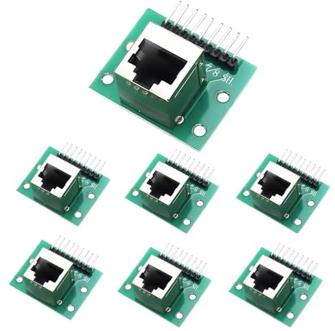 GERUI Lot de 7 fiches RJ45 - Carte de dérivation - 8 broches - Adaptateur réseau horizontal - Carte de test avec carte PCB (prise verticale)