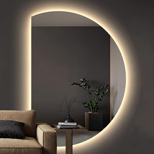 CVQJL Specchio da Parete Intelligente a LED da 25 x 35 Pollici, Grande Specchio da Bagno a Mezzaluna, Specchio antiappannamento, Specchio retroilluminato a 3 Colori, Specchio Decorativo per Ingresso