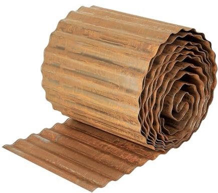 Nicoman Metal Garden Edging Border - Heavy Duty Galvanised Steel Lawn Edging, Flexible DIY Landscape Border for Trees, Flower Beds, and Plants (Rust, 6x40FT)