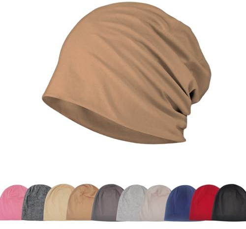 Djfkey Slouch Beanie Dünne leichte Baumwollmütze für Damen und Herren | Weiche ganzjährig nutzbare Kopfbedeckung für Alltag, Wanderungen, unter dem Helm und zum Schlafen