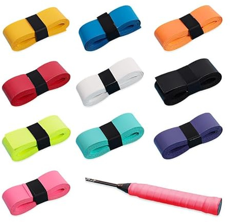 HMCEY 10 PCS Griffband Tennisschläger 110 cm,Griffbänder Tennis Bunt,Badmintonschläger Griffband Selbstklebend,Badminton Band für Schläger Griff Tape,Tennis Grip Tape,Squash Band Tischtennisschläger