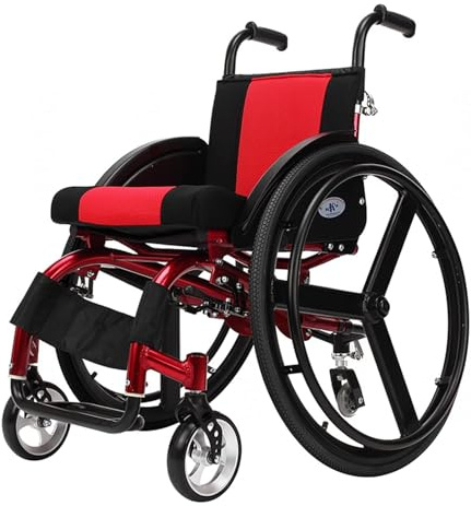Erwachsenen-Sport-Rollstuhl, leicht, selbstfahrend, manueller Rollstuhl mit abnehmbaren Armlehnen, 61 cm große Räder und Handbremsen für aktive Mobilität