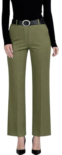 Mississhop Damen Stretchhose mit Gürtel – Elegante Stoffhose mit geradem Bein