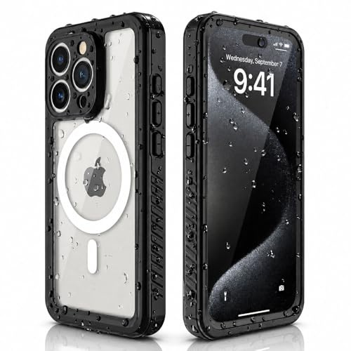 TECHGEAR Waterproof Case for iPhone 15 Pro - IP68 Underwater Protection, 360° Shockproof Full Body, MagSafe Compatible, Built-in Screen Protector Heavy Duty Cover for Swimming, Beach & Outdoor Use