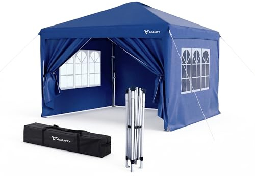 Pack 2 Carpas Plegables 3x3 m Azul Profesional | Cenador Exterior 4 Paredes (2 Ventanas, Puerta) | Lona Oxford 210D Impermeable UV | Acero Reforzado | Eventos y Mercados | Bolsa y Anclaje