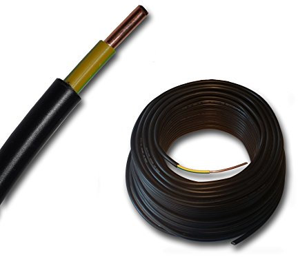 EBROM SAT Erdungskabel NYY-J 1x16 mm² Satellit Erdung, schwarz, 100 Meter