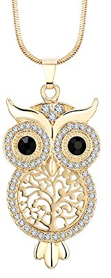 Halskette für Frauen, Eulen-Anhänger, Halskette, Mädchen, Geschenk, Roségold, Silberkette, Choker, mit Kristall, Metall, Kristall