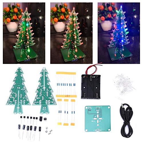 DIY 3D Weihnachtsbaum Electronic Circuit Kit LED Stereo Weihnachtsbaum Urlaub Homen Store Decor Lntimate Kinder(7 Farben)