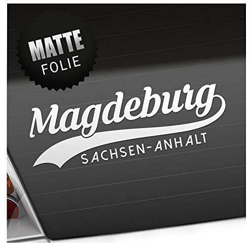 Kiwistar - Autoaufkleber - Magdeburg Sachsen-Anhalt - Mattweiss - 24x8cm - Aufkleber Auto, Laptop, Fahrrad, LKW, Motorrad mehrfarbig JDM Decal Racing