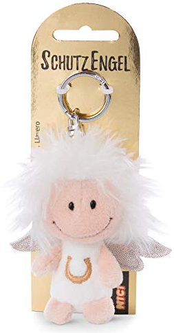 NICI Schlüsselanhänger Schutzengel mit Hufeisen und Glitzerflügeln 7 cm – Glücksbringer Engel I Schlüsselanhänger für Schlüsselband, Schlüsselbund & Schlüsselkette – 46120