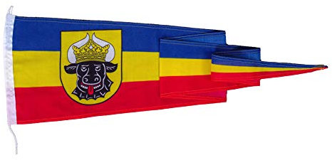Netflags Langwimpel Mecklenburg mit Ochsenkopf 160 g/qm Stoffgewicht (30 x 300 cm)