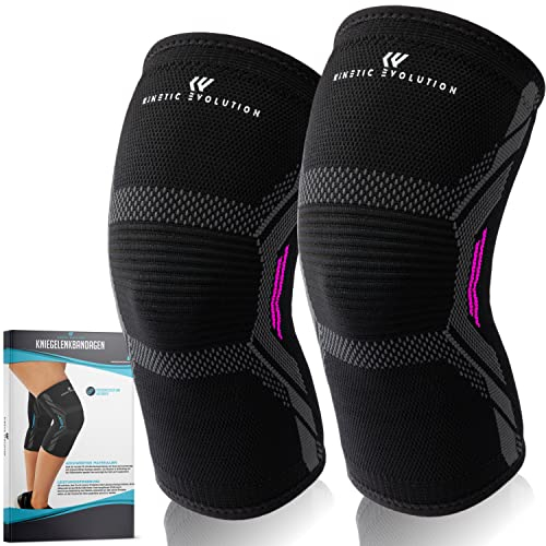 KINETIC EVOLUTION 2 ginocchiere per uomo e donna, a compressione, per corsa, basket, sport, pallavolo, sollevamento pesi (XL, rosa)