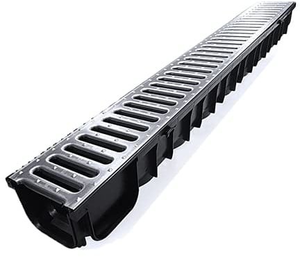 Entwässerungsrinne STAHL A15 Garage-Set 6 Meter Kit Midi-Kanal Rinne DAKOTA GUNNEX (6m)