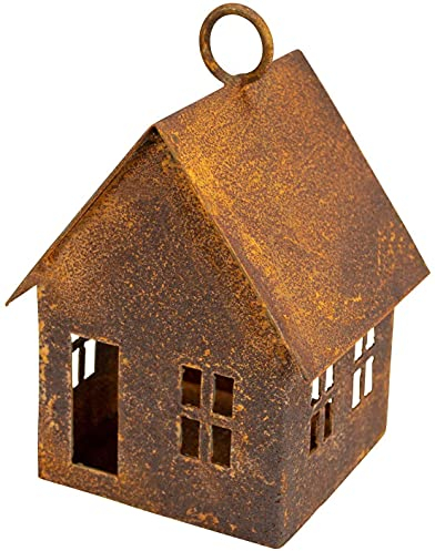 Edelrost Haus zum aufhängen - Vogelfutterhaus oder Windlicht Gartendeko Rost
