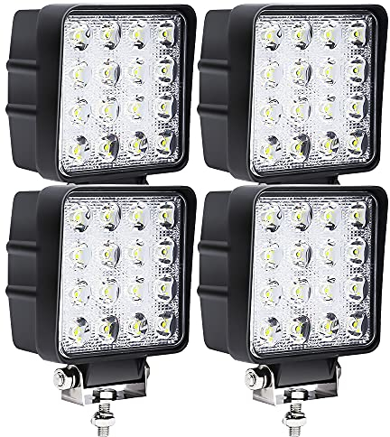 Einfeben Feux de Travail LED Rectangle IP67 Étanche 12V 24V Phares LED pour Camions, Offroad, SUV, ATV, Tracteur Feux de Recul (48W 4 pièces)
