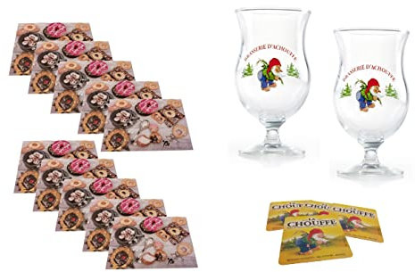 Pierre Trading Ltd Kit degustazione Birra La Chouffe bicchieri sottobicchieri tovagliette - Set 16 Pz.