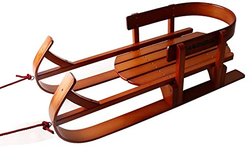 LJJ Wooden Sledges, Professional Ski Vehicles, Ice Skating, Ski Equipment for Children with Backrest Wooden Sledge