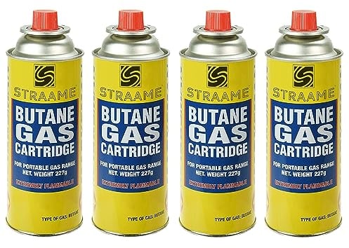 Straame - Camping Gas, Gas Bottles for Camping Stove, BBQ, Heaters, Blowtorch, BBQ, Gas Weed Burner - Outdoor Camping Must Have, Safe and Easy to Use – Portable (Pack of 4)