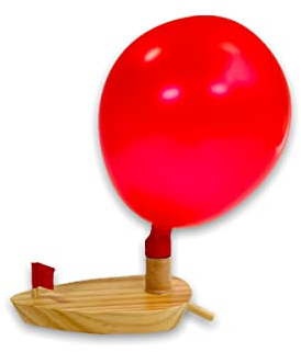 BUSDUGA 2941 Ballon betriebenes Holzboot Luftantrieb Wasserspielzeug Luftboot Boot (6x Knatterboot)