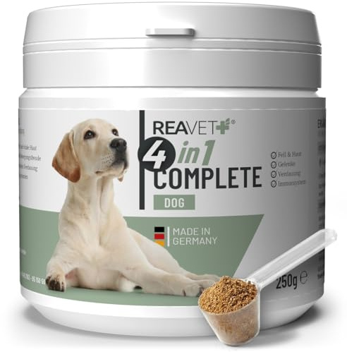 4in1 Complete Dog 250 g – Tägliche Ergänzung für Hunde mit Grünlippmuschel, Inulin, Bierhefe & Hagebutte I unterstützt Gelenke, Verdauung, Haut & Fell & Immunsystem