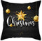 Kissenbezüge Weihnachten, Sterne Kugeln Anhänger Dekokissen 45x45cm Kissenhülle für Sofa, Couch, Bett und Auto Dunkelgrau Gold