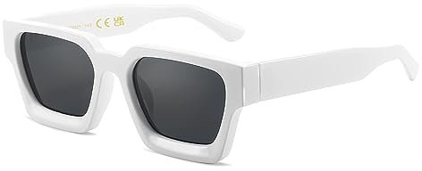 Retro dicke rechteckige klobige Sonnenbrille für Damen Herren trendige klassische schmale quadratische schwarze Schildpatt-Rahmen Modebrille