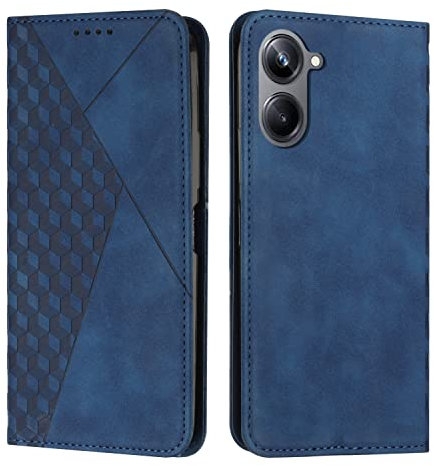 KOUYI Coque pour Oppo Realme 10 4G, Premium Flip Housse Étui Protection Rabat Clapet Portefeuille Phone Cover Magnétique [Porte Cartes] Antichoc Béquille Cover (Bleu)