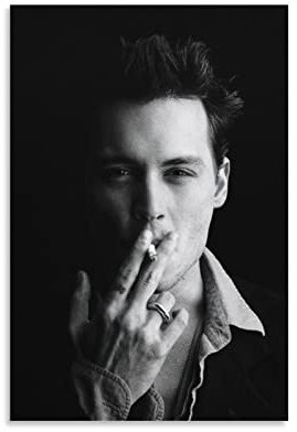 NANXIANG Johnny Depp Schwarz und Weiß Kunstposter Bild Druck Leinwand Poster Wandfarbe Kunst Poster Dekor Modus
