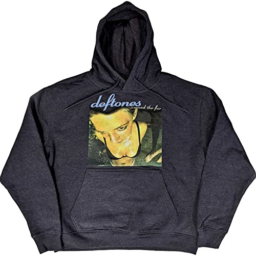 Deftones Hoodie Around The Fur Band Logo Official Unisex Navy Blue Pullover L