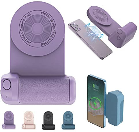 Magnetic Camera Handle Bluetooth Bracket, 2023 Bluetooth Phone Camera Shutter Hand Grip Magnetic Holder for iPhone Samsung Android Photo Video Shooting (Purple)