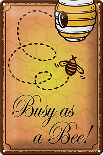 FEMER Blechschild Spruch 20x30cm Busy as a bee Biene Honig Imker