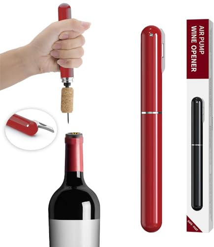 IPEROT Abridor de vino, sacacorchos de vino a presión de aire con cuchillo de papel de aluminio de corte, es una diversión que no se rompe el corcho, abrebotellas de vino fácil de abrir (rojo)