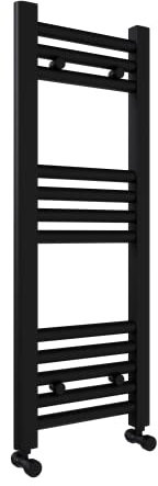 lauenberg 300x800mm Towel Warmer Flat, Wall Mounted Matte Black Plated Steel Bathroom Towel Rail Radiator, Suitable for Central Heating, Electric and Dual Fuel