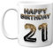 21st Birthday Gift for Men - Black Gold Glitter Balloons - Happy Birthday Mug Present for 21 Year Old Son Brother Grandson Cousin Friend, 11oz Ceramic Dishwasher Safe Coffee Mugs Cup