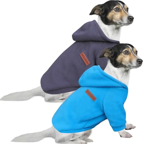 HuaLiSiJi Hunde Hoodie Hunde Sweatshirt Fleece Chihuahua Pullover Warm und Leicht, Sehr Schön, Bequem und Weich, Super Anzuziehen (3XL, Blau+Grau)