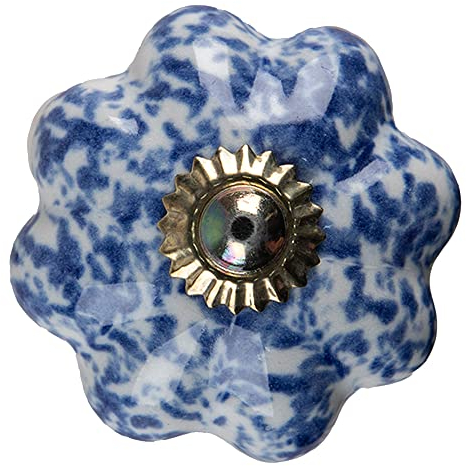 Clayre & Eef Türknauf Ø 4 cm Blau Weiß Keramik Möbelknopf