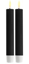 Deluxe Homeart Indoor Flameless LED Taper Dinner Candle 2 Set - with Real Flame™ Technology - Battery Powered Candles (15 cm, Black)
