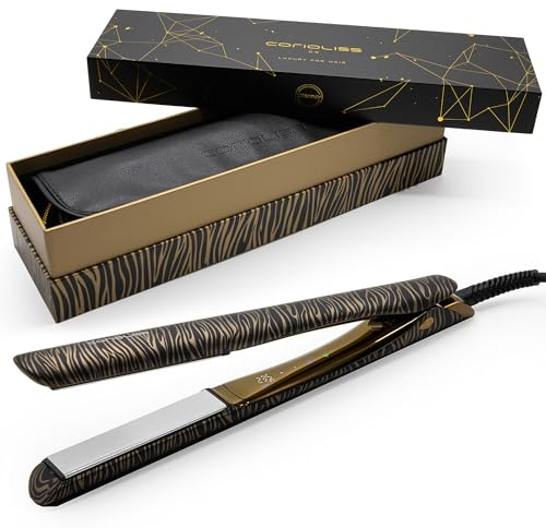Corioliss C5 | Plancha del pelo Profesional | Placas de titanio | Perfecta para Alisar y Hacer Ondas | Hasta 235º | Ionica| Gold Zebra