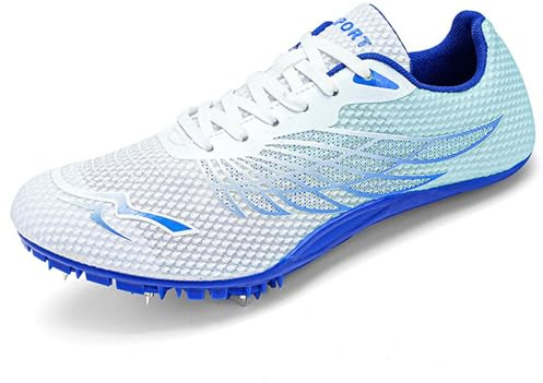 SDEQA New Track and Field Shoes for Mens Women Kids Boys Girls 8 Spikes Running Racing Shoes for Race Jumping Sprint Athletic Training